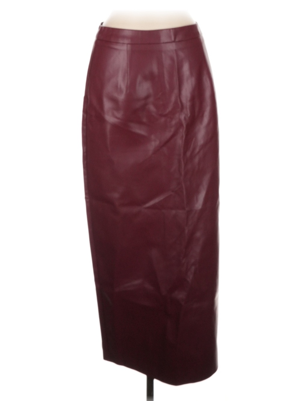 Commense Wine Faux Leather Maxi Pencil Skirt